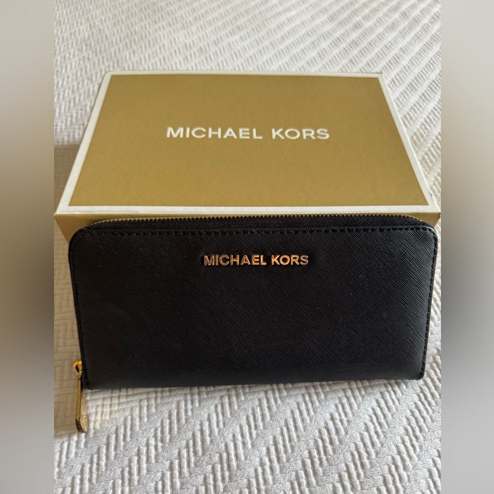 Michael Kors Black Zip-Around Wallet